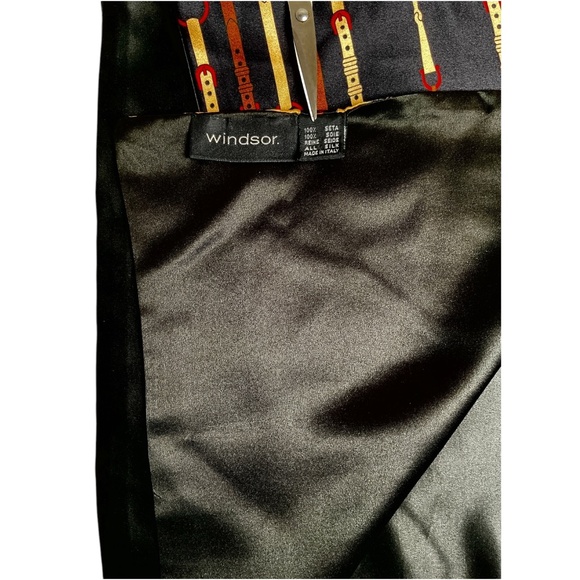 WINDSOR Black/Brown Chain Belt Silk LUXURY Unisex Scarf EUC - Picture 2 of 3